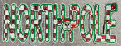 North Pole Plaid - Chenille/Sequins Iron On Patch