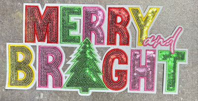 Merry and Bright Rainbow - Chenille/Sequins Iron On Patch