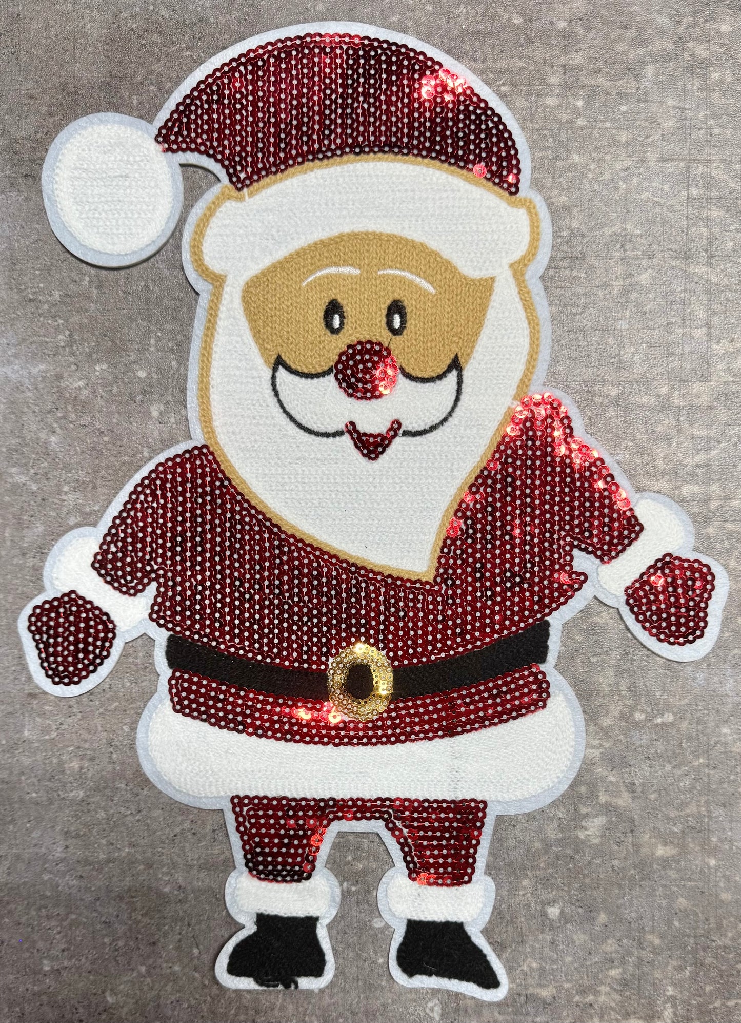 Standing Santa - Chenille/Sequins Iron On Patch
