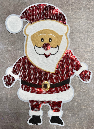 Standing Santa - Chenille/Sequins Iron On Patch