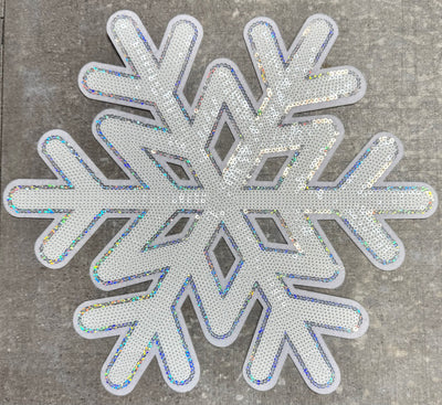 White Snowflake - Chenille/Sequins Iron On Patch