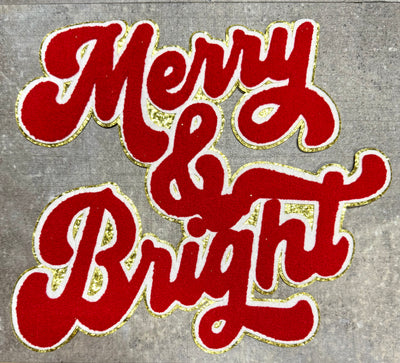 Merry and Bright Red - Chenille/Sequins Iron On Patch