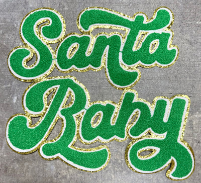 Santa Baby Green - Chenille/Sequins Iron On Patch
