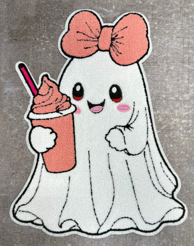 Girl Ghosts with Drink - Chenille/Sequins Iron On Patch