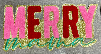 Merry Mama - Chenille/Sequins Iron On Patch