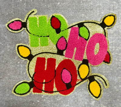 HOHOHO with Lights - Chenille/Sequins Iron On Patch