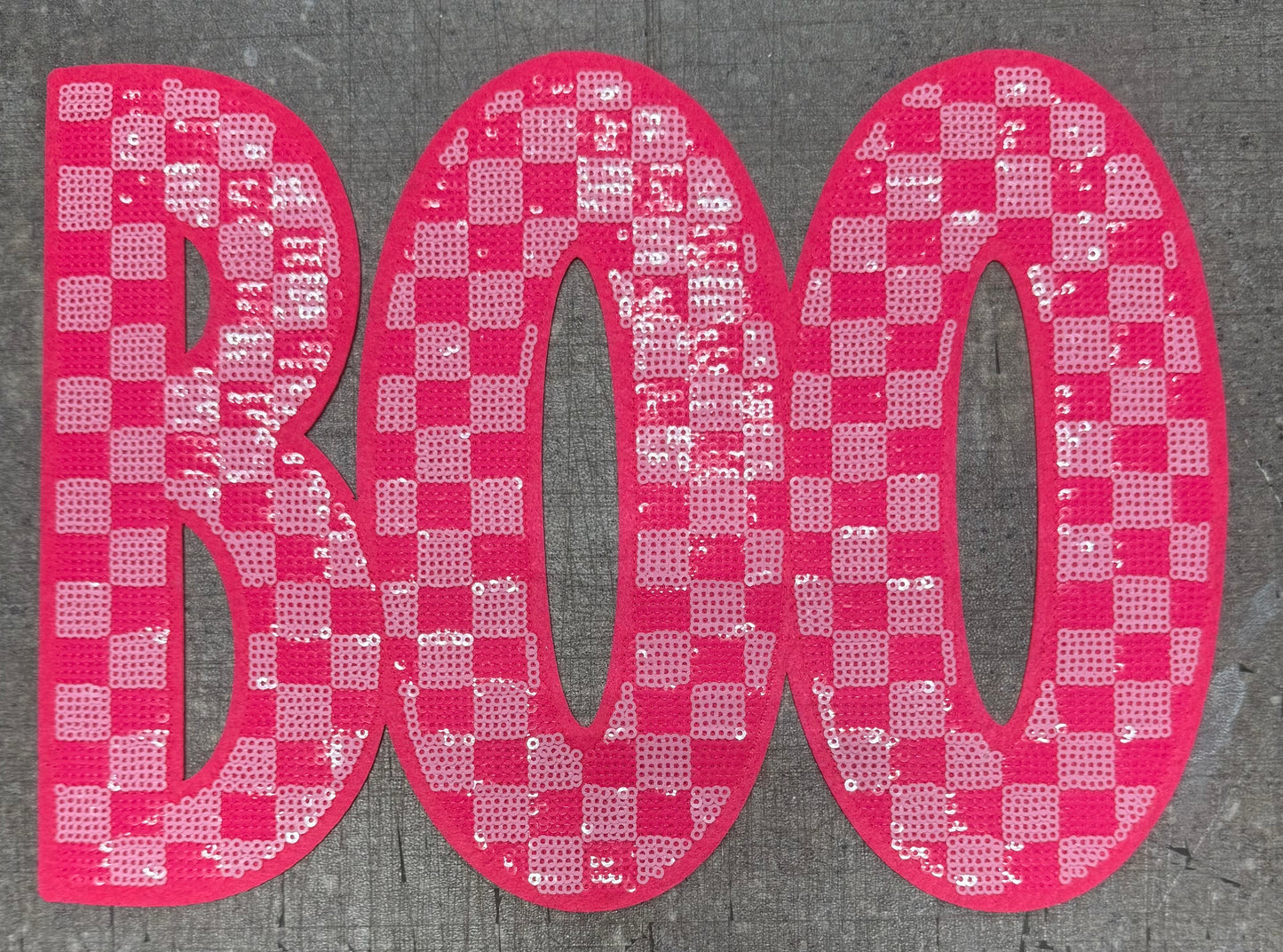 Bright Pink Boo - Sequins Iron On Patch