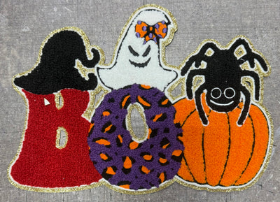Boo Pumpkin Witch Spider- Sequins Iron On Patch
