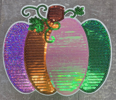 Multicolor Pumpkin- Sequins Iron On Patch