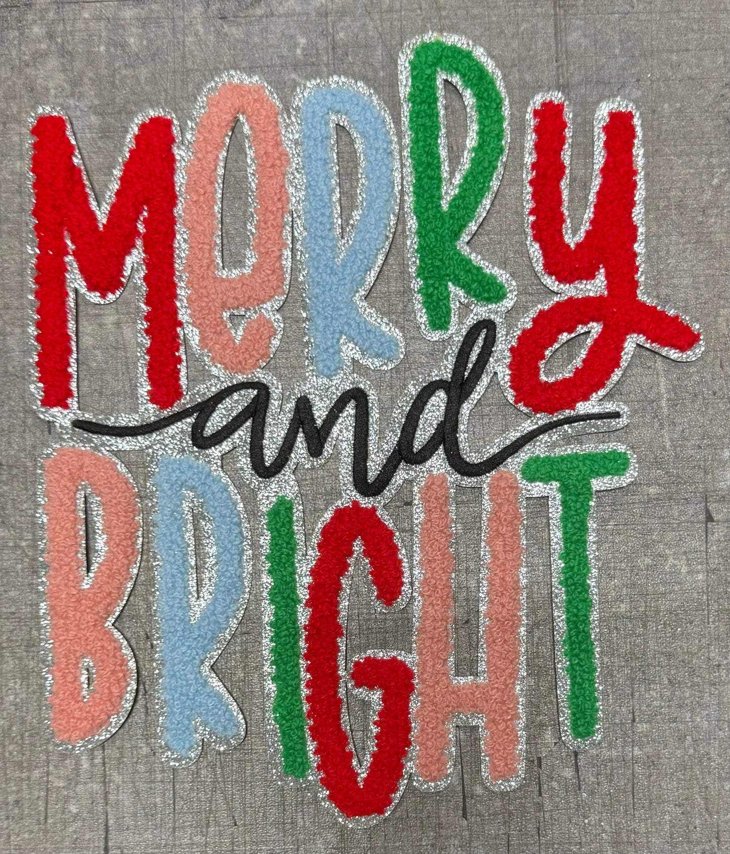 Merry and Bright Handwriting - Sequins Iron On Patch