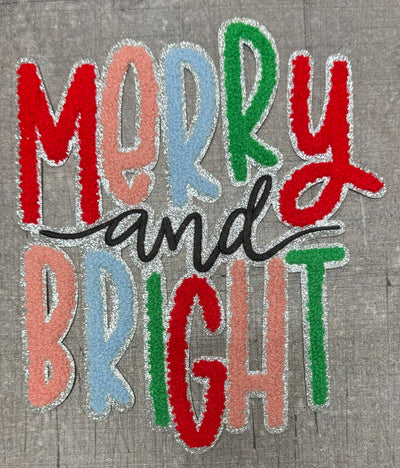 Merry and Bright Handwriting - Sequins Iron On Patch