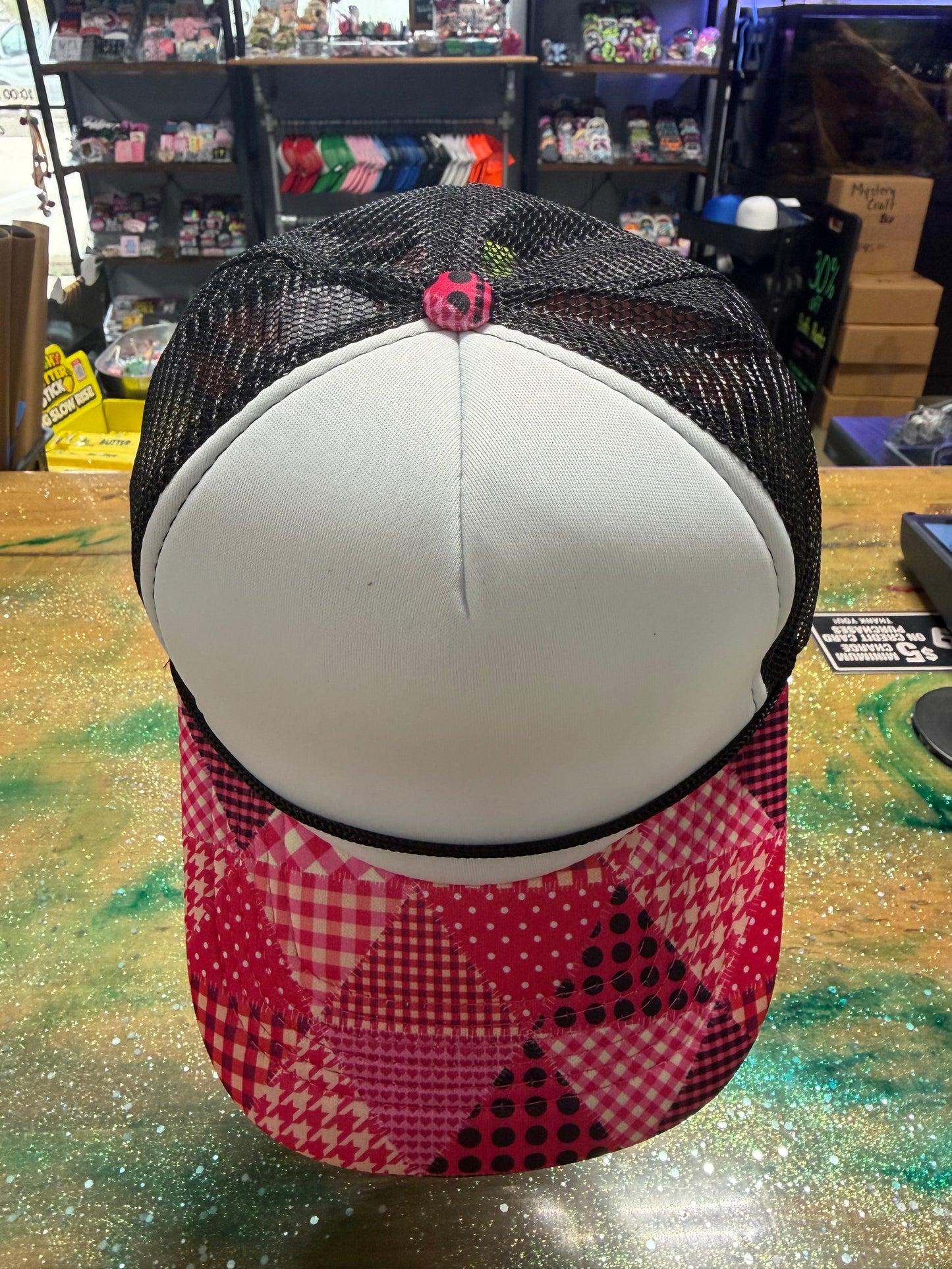 Pink Plaid Bill with Black Back - Trucker Hat