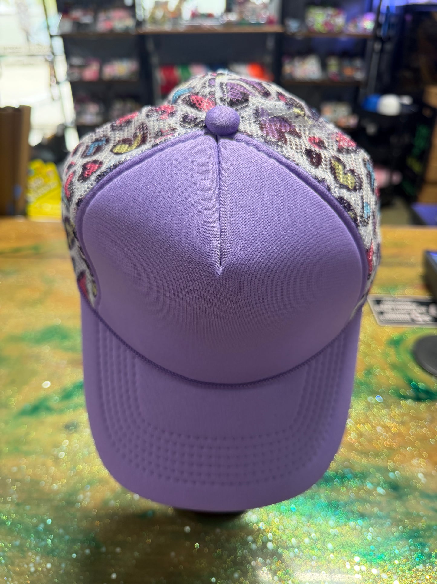 Purple with Multicolor Heart Back - Trucker Hat