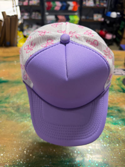 Purple Bill and Front with Pink Ribbon Back - Trucker Hat