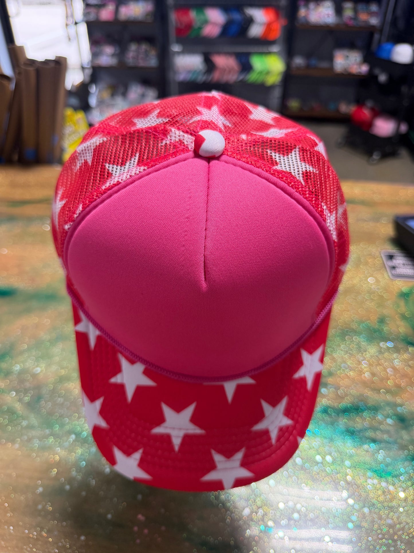 Hot Pink with Stars on Bill and Back - Trucker Hat