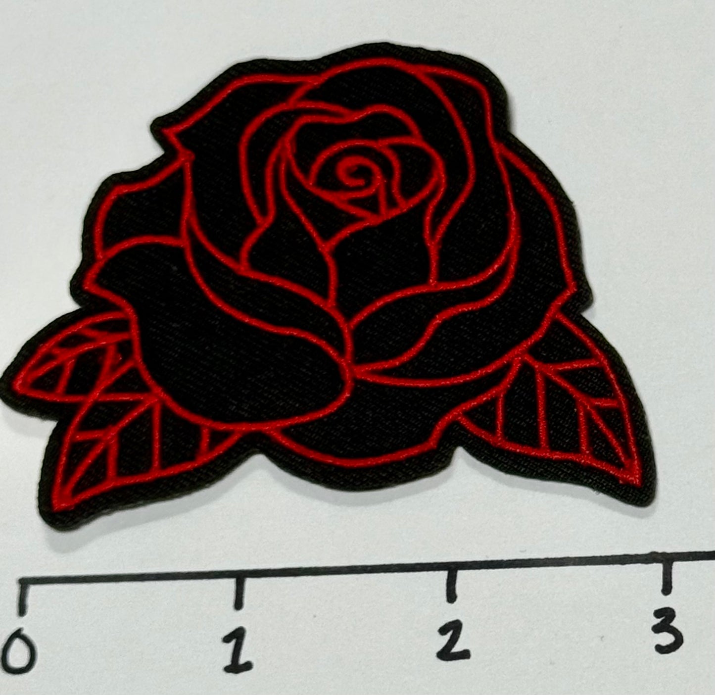 Black and Red Rose Hat Patch