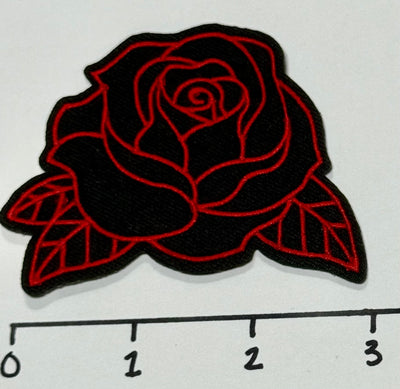 Black and Red Rose Hat Patch