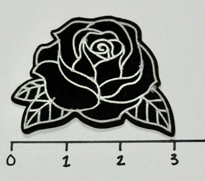 Black and White Rose Hat Patch