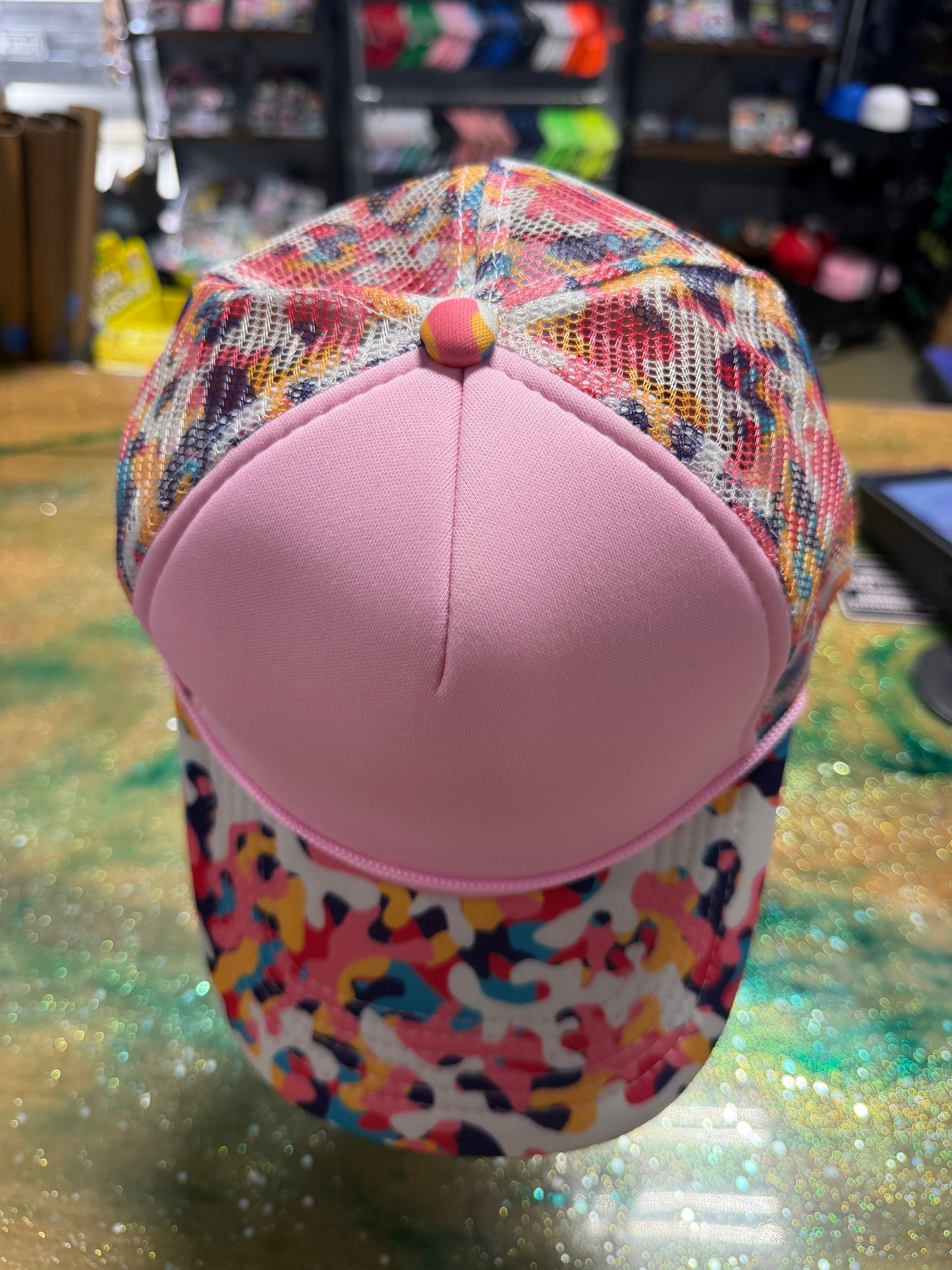 Multicolored Bill and Back with Pink Front  - Trucker Hat