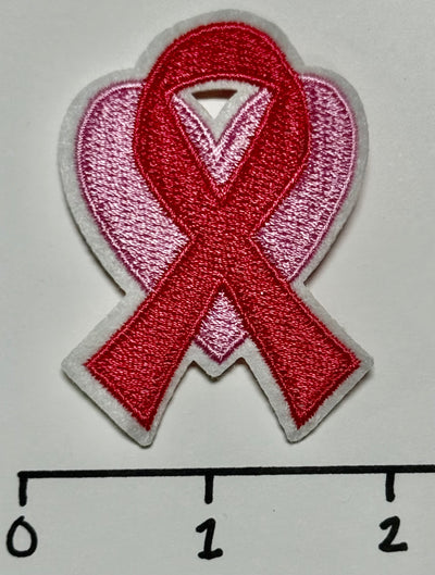 Awareness Pink Ribbon over Heart Hat Patch