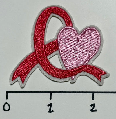 Awareness Pink Ribbon with Heart on Side Hat Patch
