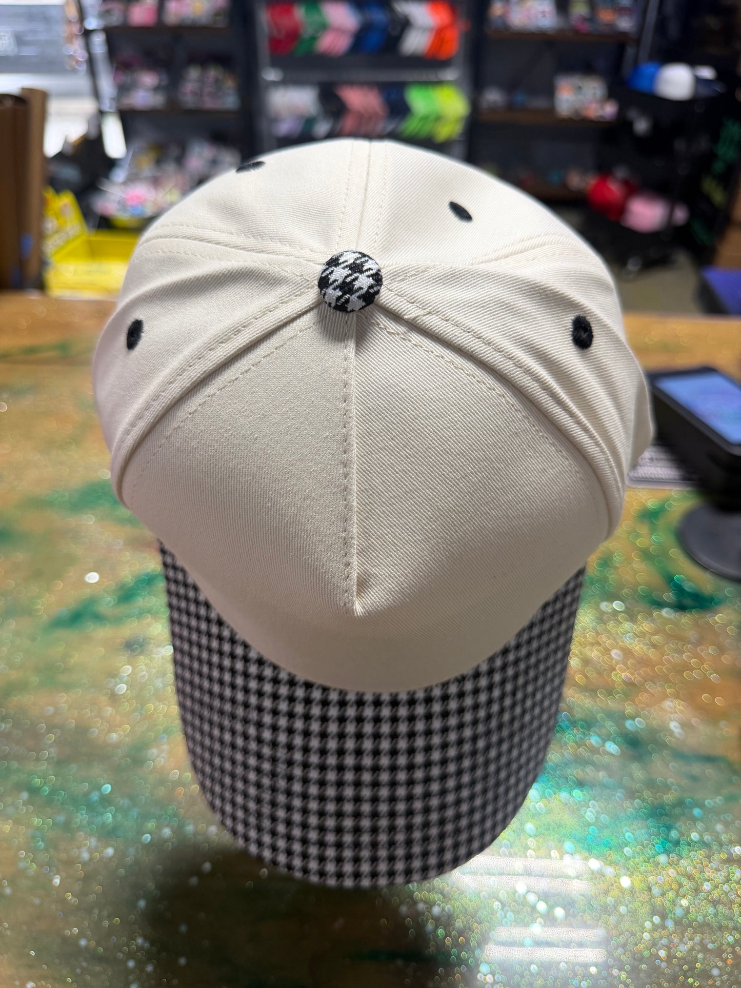 Black Gingham Bill with Canvas  - Trucker Hat