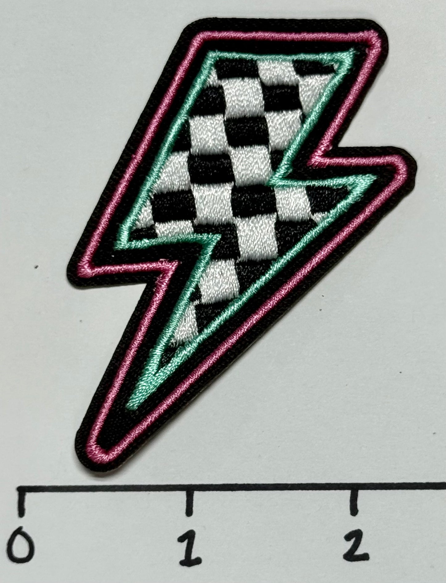 Checkered Lightening Bolt  Hat Patch
