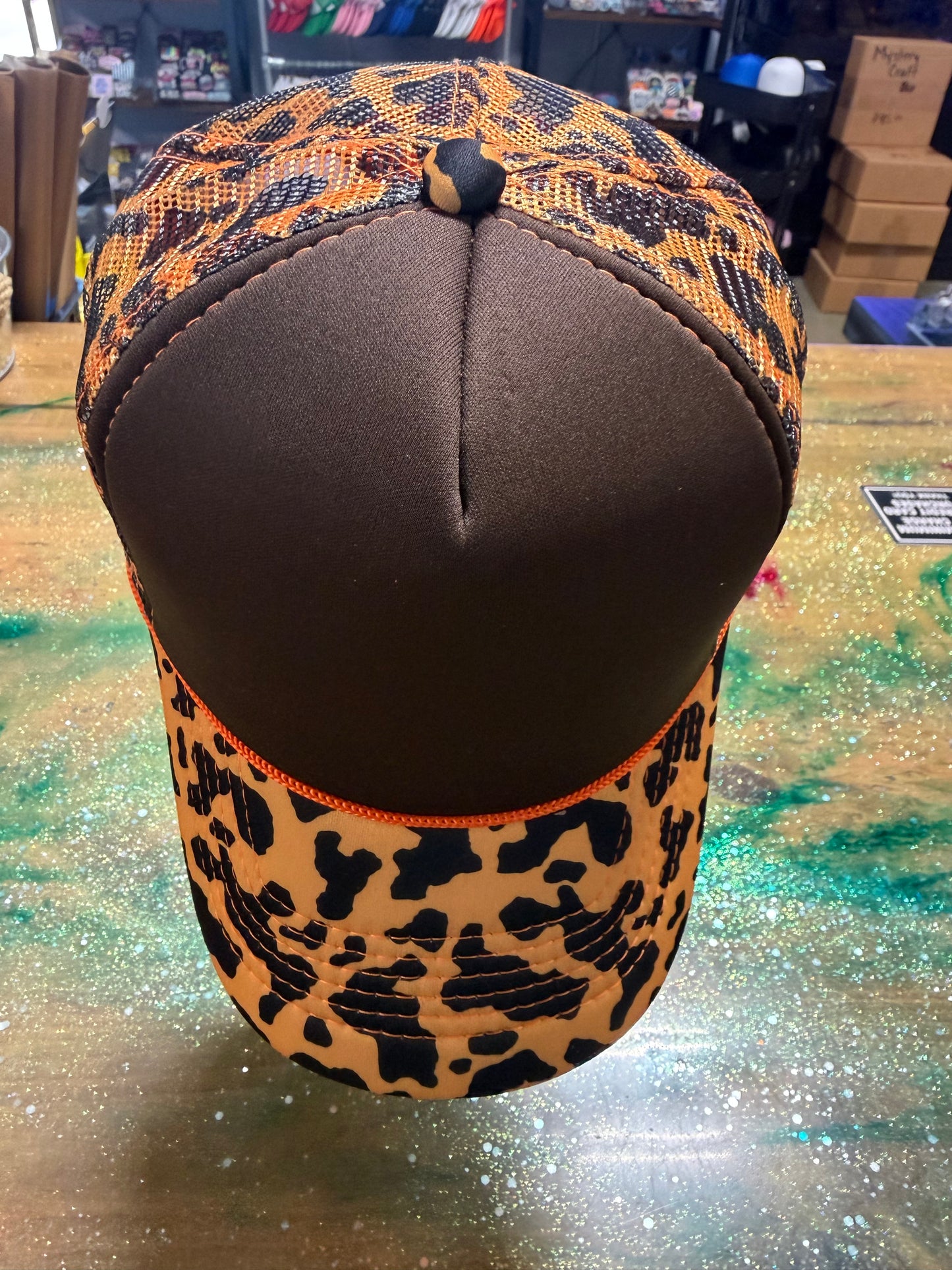 Brown\Orange Cow Bill and Back with brown Front - Trucker Hat