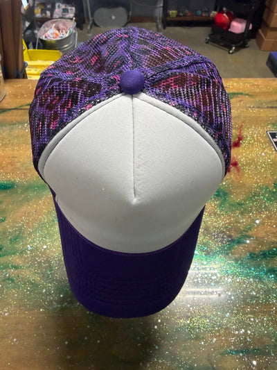 Purple and Pink Leopard Bill and Back with White Front - Trucker Hat