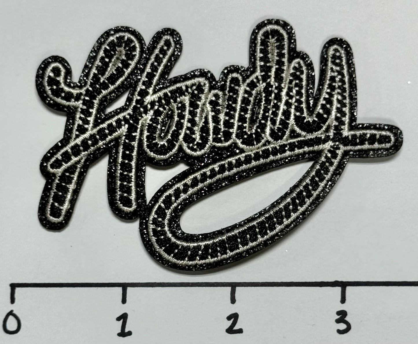 Black and Silver Howdy Hat Patch