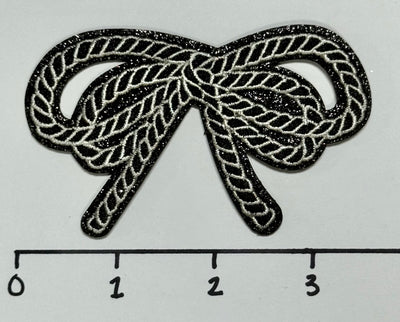 Black and Silver Rope Bow Hat Patch