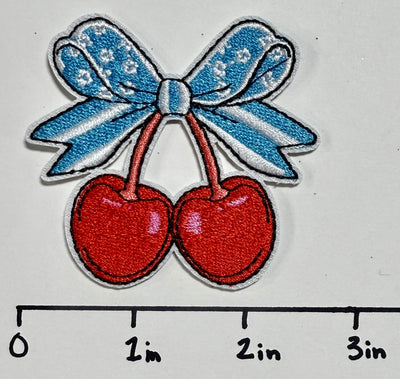 Cherries with Blue Bow Hat Patch