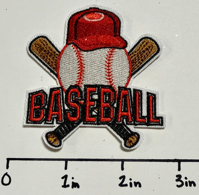 Baseball with bats and Hat on Baseball Hat Patch