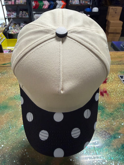 Black and White Polka Dot with Canvas Front and Back - Trucker Hat