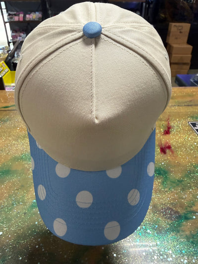 Light Blue and White Polka Dot with Canvas Front and Back - Trucker Hat