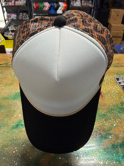 Black Bill and White Front with Copper Leopard Back - Trucker