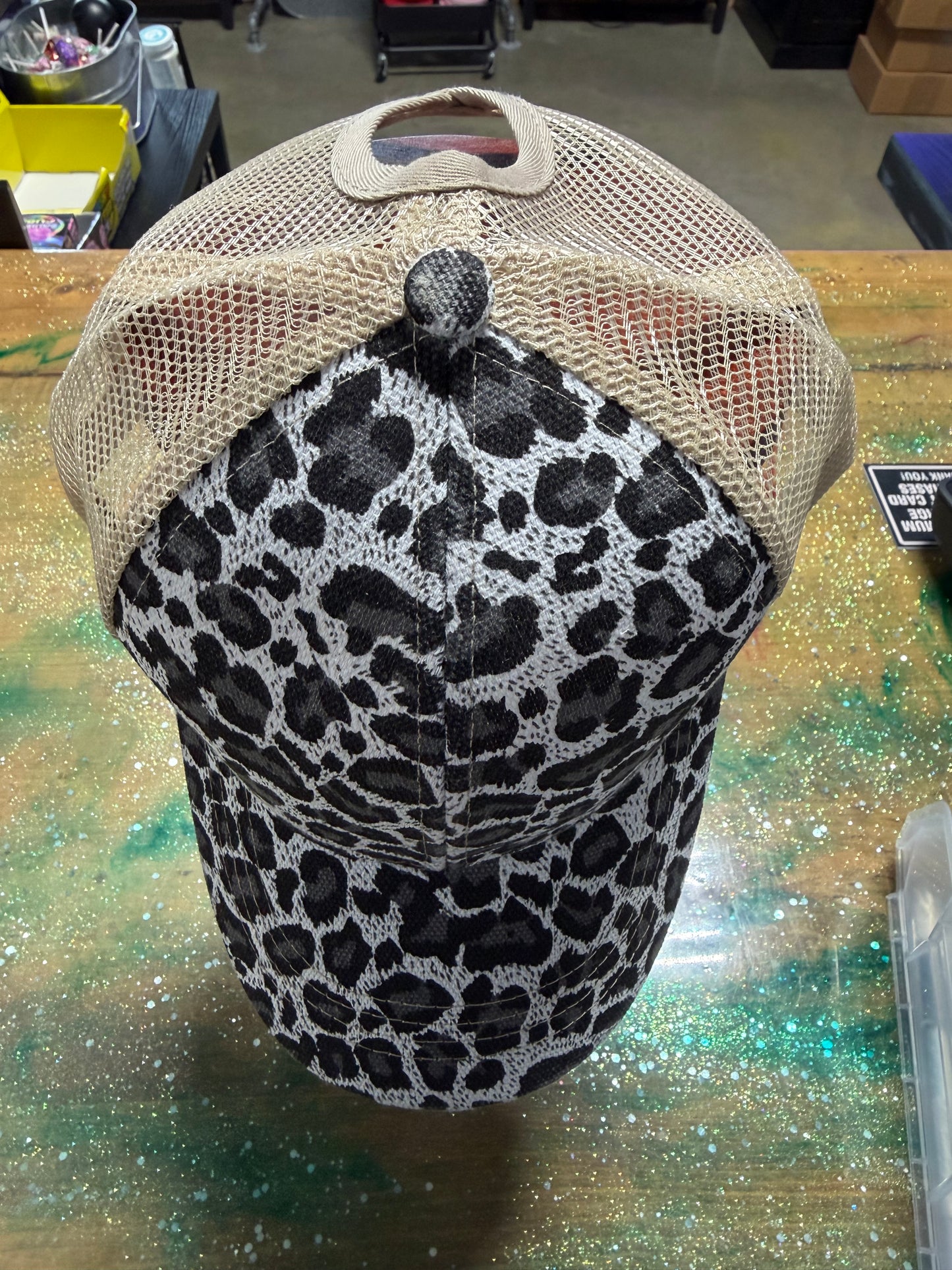 Black/White Leopard Bill/Front with Tan Back - Trucker