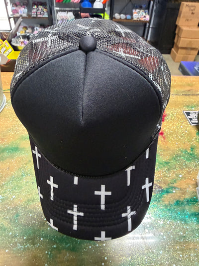 White Cross Bill and Back with Black Front - Trucker