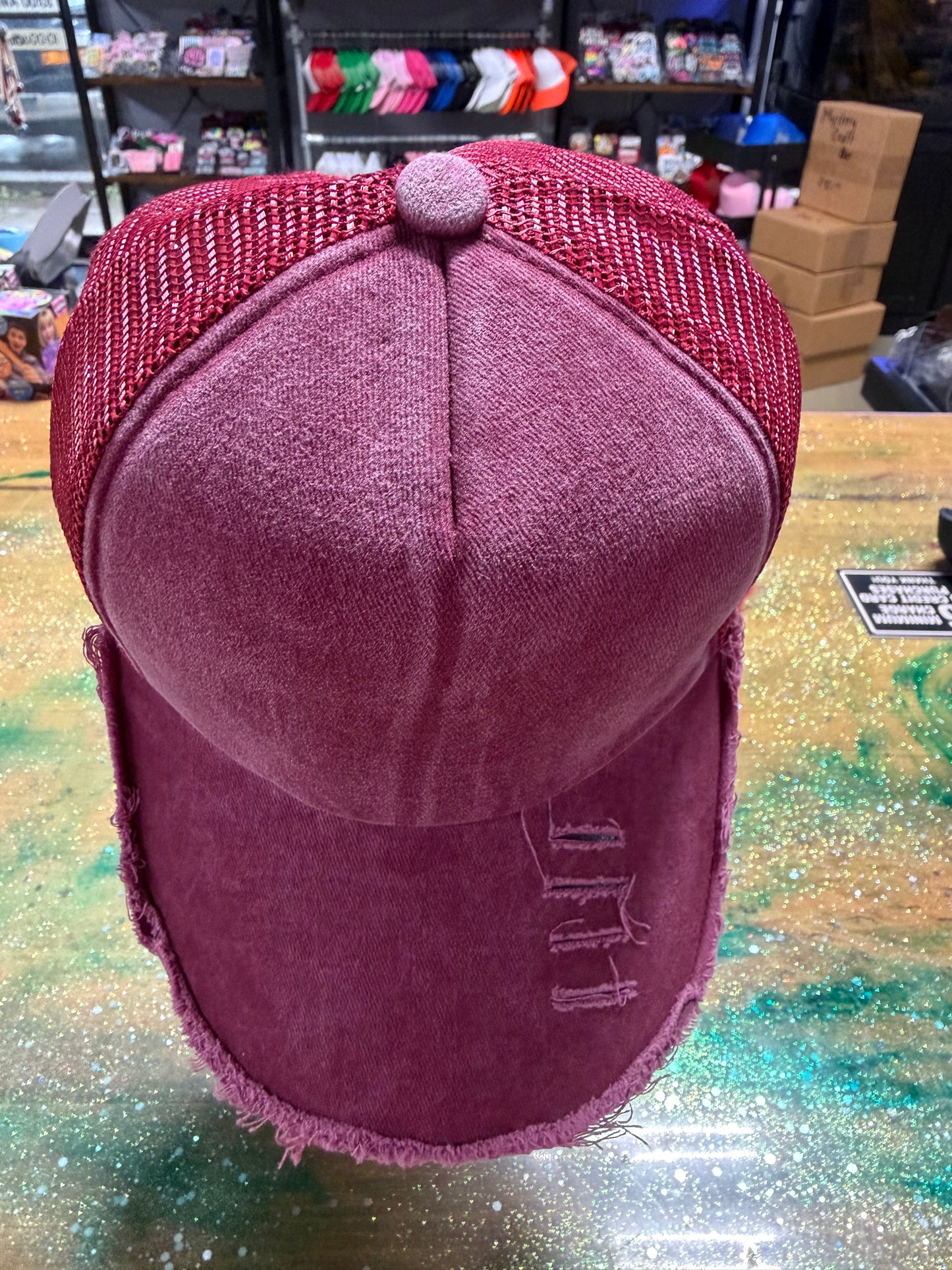 Maroon Distressed Canvas - Trucker Hat