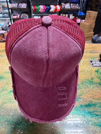 Maroon Distressed Canvas - Trucker Hat
