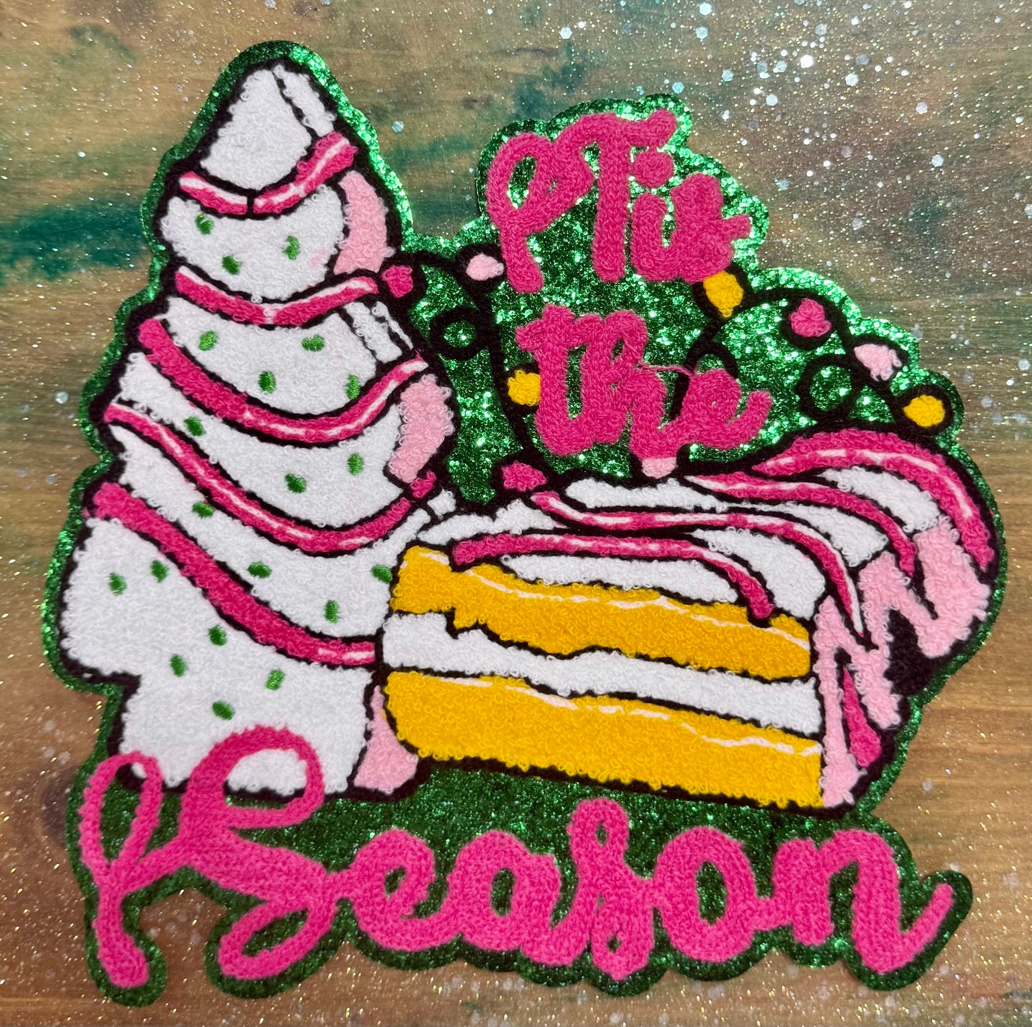 Tis the Season Christmas Tree - Sequins Iron On Patch