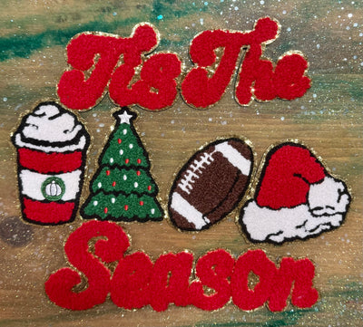 Tis the Season Football Tree Santa Hat - Iron On Patch