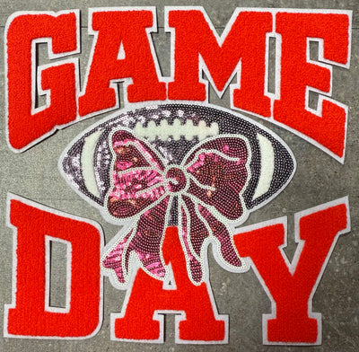 Game Day Bright Red - Chenille/Sequins Iron On Patch