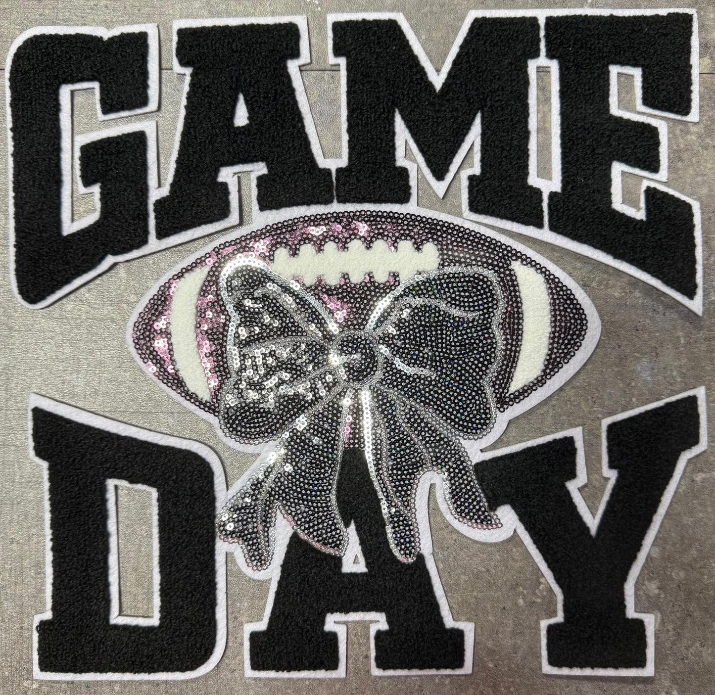 Game Day Black - Chenille/Sequins Iron On Patch