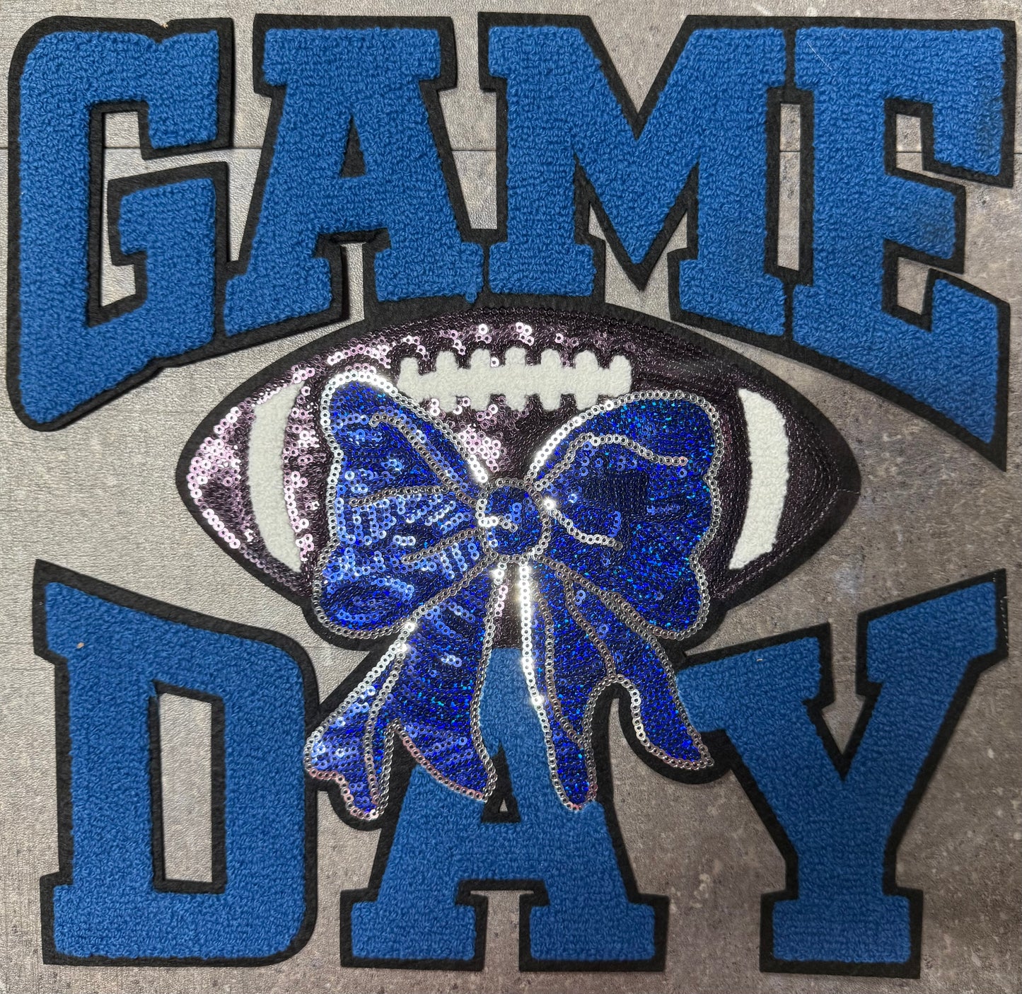 Game Day Bright Blue - Chenille/Sequins Iron On Patch