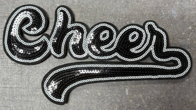 Cheer Black - Chenille/Sequins Iron On Patch