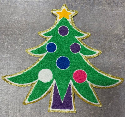 Whimsical Christmas Tree with Dots - Chenille/Sequins Iron On Patch