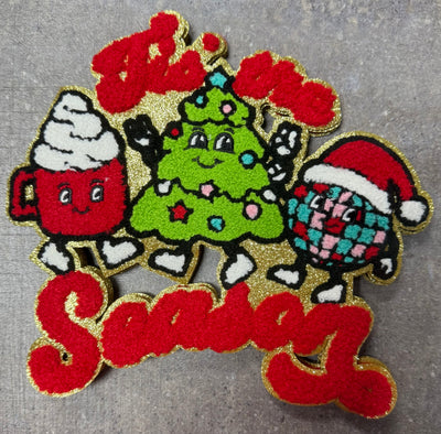 Tis the Season Cup Tree Disco Ball - Chenille/Sequins Iron On Patch