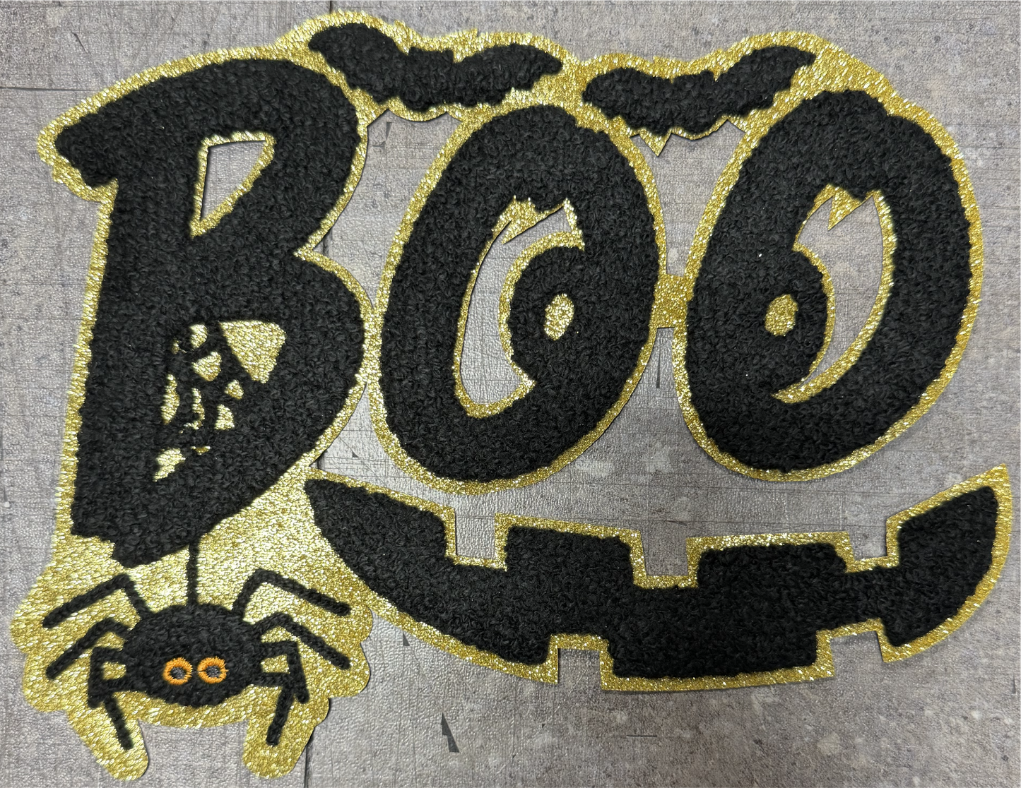 Boo Face with Spider - Chenille/Sequins Iron On Patch