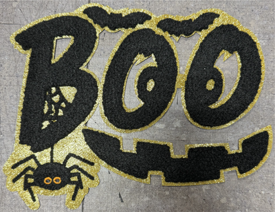 Boo Face with Spider - Chenille/Sequins Iron On Patch